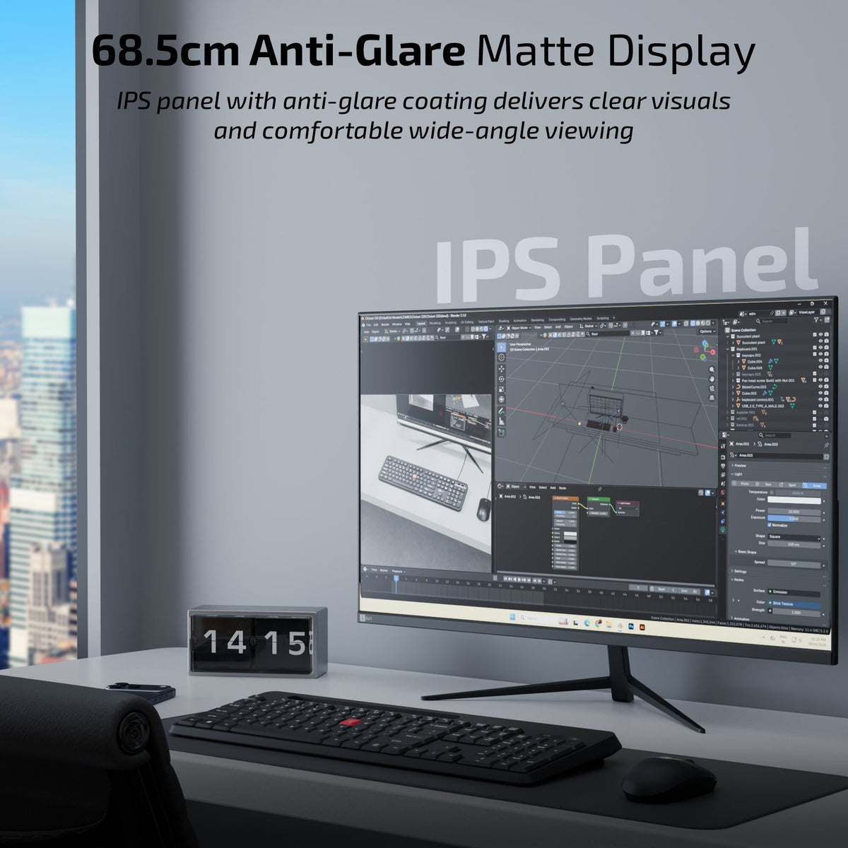 Iball LED Monitor 27" FHD IPS 144 Hz with HDMI | DP (Bird i270) Black thumbnail 3