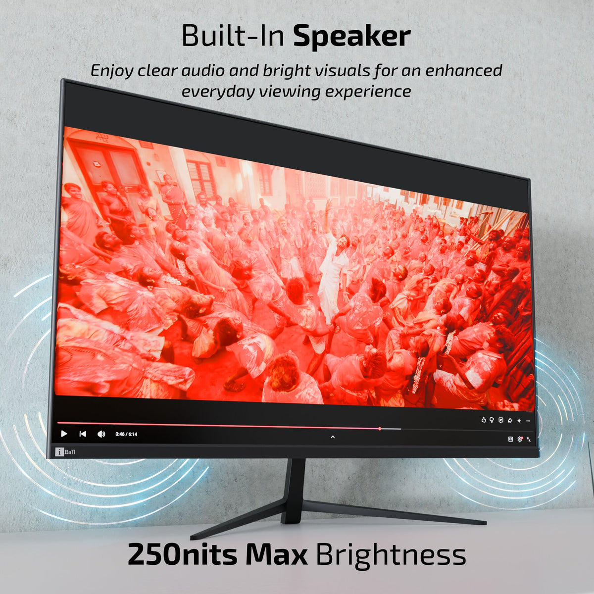 Iball LED Monitor 27" FHD IPS 144 Hz with HDMI | DP (Bird i270) Black thumbnail 5